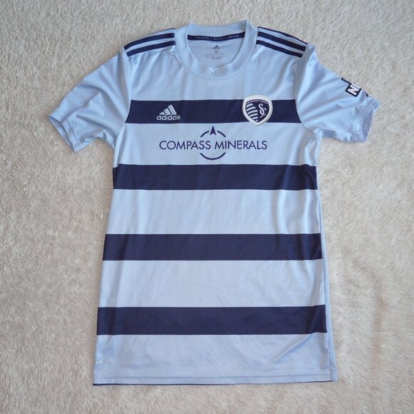 Men's Medium Adidas Sporting Kansas City Home Light Blue Soccer Jersey Replica - Picture 1 of 4